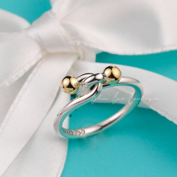 Tiffany & Co. Jewelry - Tiffany & Co. Ring "Love Knot" Band in 18k Gold and Sterling Silver Vintage